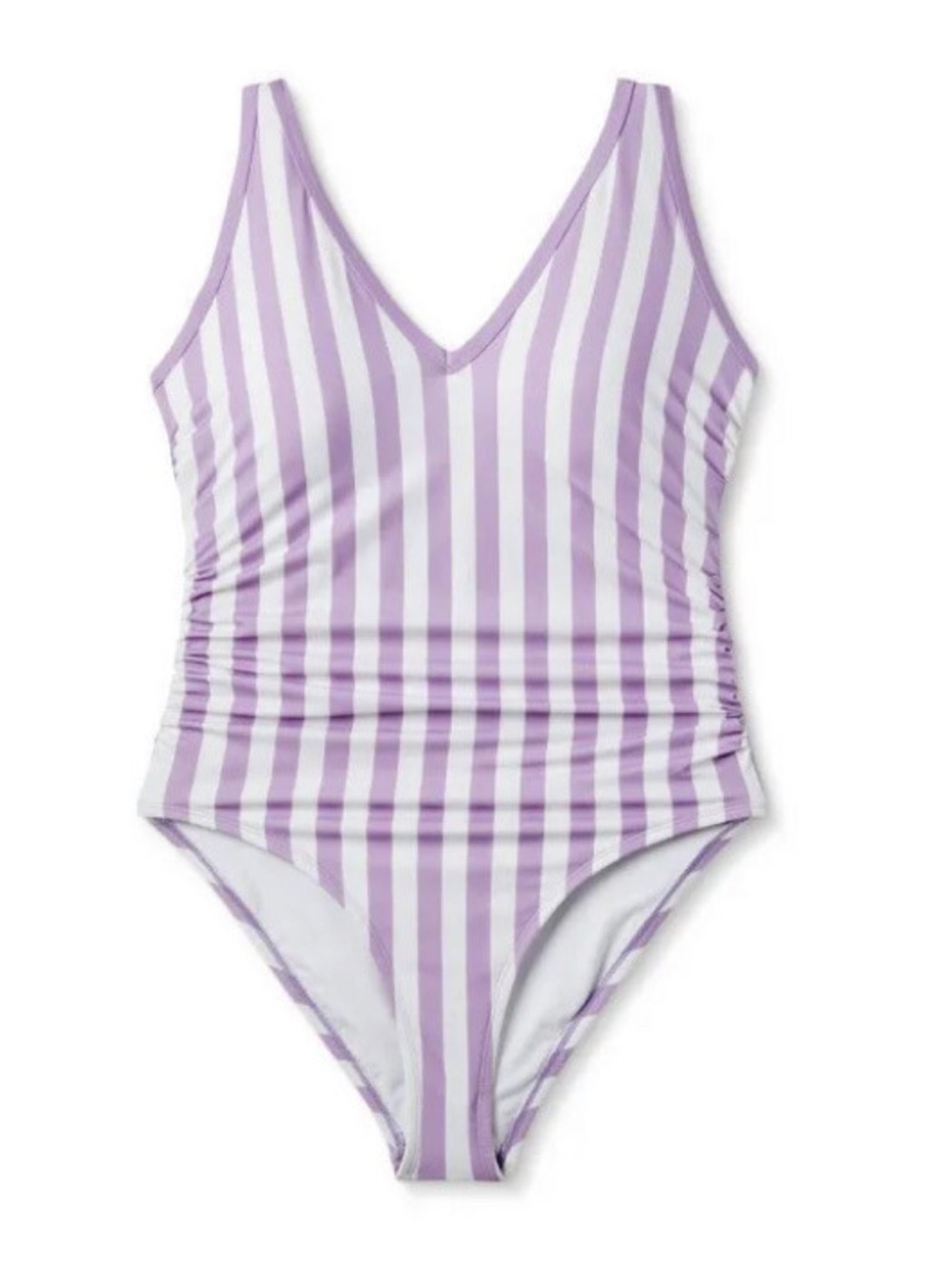 Kona Sol Purple Striped Deep V-Neck One Piece Swim Suit Womens Size 14W